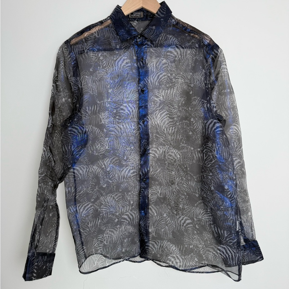 Gianni Versace vintage zebra printed sheer shirt
